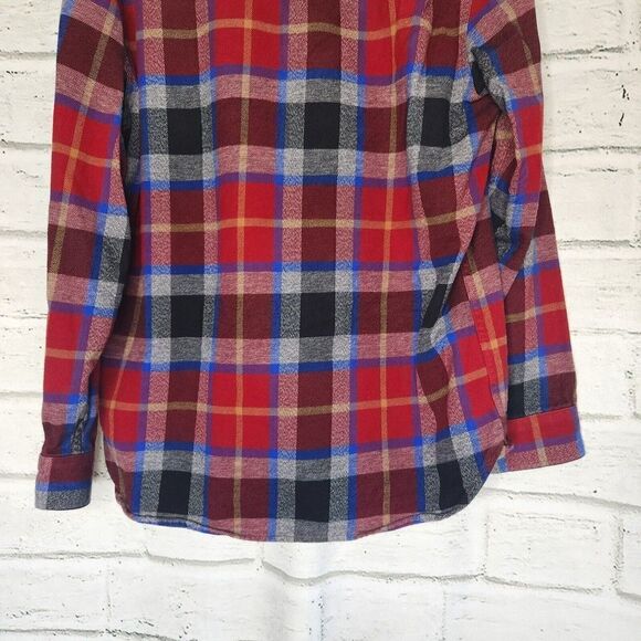 THE NORTH FACE Mens Button Down Plaid Blue Red Flannel Shirt Large Long Sleeve - Picture 8 of 12